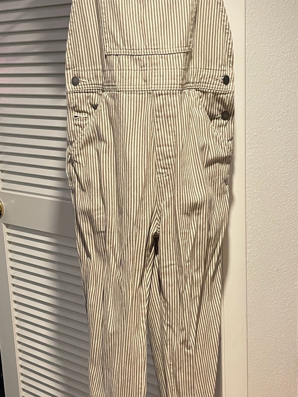 Dickies Cream and Green Pinstripe Women's Overalls